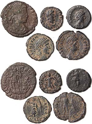 Empire  Lot 5 pcs.: Valentinian II (375-392 ... 