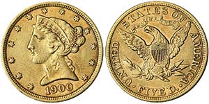 United States  5 Dollars (Liberty head) 1900 ... 
