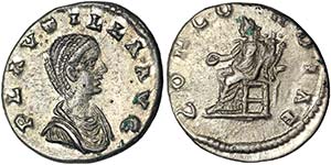 EmpirePlautilla (202-205) Denarius Rome RIC ... 