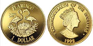 Bahamas Commonwealth 1 Dollar 1995 Flamingo. ... 