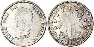 Bolivia Republic (1825-date) 4 Soles 1859 ... 
