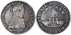Bolivia Republic (1825-date) 2 Soles 1830 Km ... 