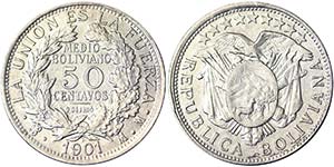 Bolivia Republic (1825-date) 50 Centavos ... 