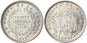 Bolivia Republic (1825-date) 20 Centavos ... 