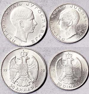 Yugoslavia LOTS Lot 2 Pcs.: 50 Dinara 1938 + ... 