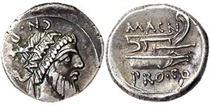 Republic Pompeius Magnus (49-48 BC) Denarius ... 
