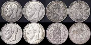 Belgium Leopold II (1865-1909) 5 Francs Lot ... 