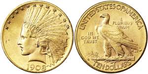 United States  10 Dollars (Indian head) 1908 ... 
