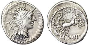 Republic M. Lucilius Rufus (101 BC) Denarius ... 