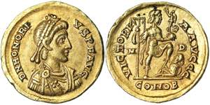 Empire, Honorius (393-423 AD) Solidus Milan ... 