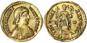 Empire, Valentinian III (425-455 AD) Solidus ... 