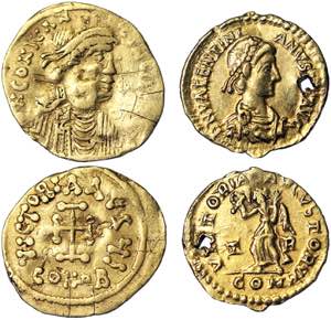 ,  Tremissis 2 pcs.: Constans II (641-668) ... 