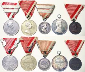 Austria,  Lot Military bravery medals, 5 ... 