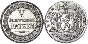 Switzerland Graubünden  5 Batzen 1820 ... 