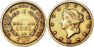 United States  1 Dollar Gold 1851 New ... 