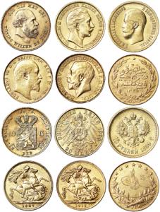LOT  6 pcs.: Netherlands 10 Gulden 1875, ... 