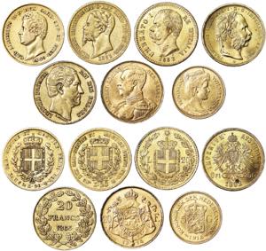 LOT  7 pcs.: Italy: 20 Lire 1849, 1851 and ... 