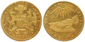 Chile Republic  Republic 8 Escudos 1835 I J ... 