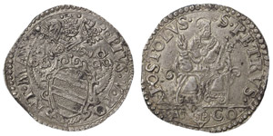 Italy Ancona  Pius V (1566-1572) Testone , ... 