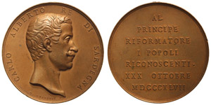 Italy Savoy  Carlo Alberto (1831-1849) Medal ... 