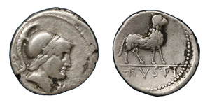 Republic  L. Rustius (76 BC) Denarius ... 