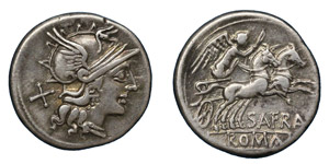 Republic  Safra (150 BC) Denarius Rome ... 