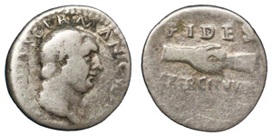 Empire  Vitellius (69 AD) Denarius Rome.Bare ... 