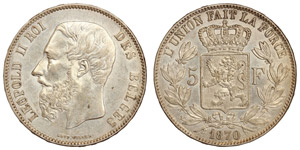 Belgium  Leopold II (1865-1909) 5 Francs ... 