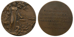Italy Genoa   Medal to Colonel Gustavo De ... 