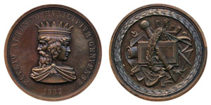 Italy Genoa   1862 Medal of the university ... 