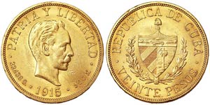 Cuba Republic (1868-date)    20 Pesos 1915 ... 