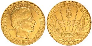 Uruguay Republic (1830-date)    5 Pesos 1930 ... 