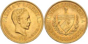 Cuba Republik  20 Pesos 1915 José Martí. ... 