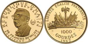 Haiti Republik  1000 Gourdes 1967 Auflage: ... 