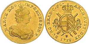 Maria Theresia 1740 - 1780  2 Soverain d´or ... 