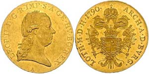 Leopold II. 1790 - 1792  Dukat 1790 A Wien. ... 