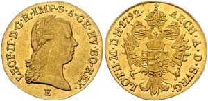 Leopold II. 1790 - 1792  Dukat 1792 E Wien. ... 