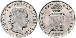 Ferdinand I. 1835 - 1848  1/4 Lira 1837 V ... 