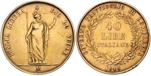Ferdinand I. 1835 - 1848  40 Lire 1848 M ... 