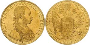 Franz Joseph I. 1848 - 1916  4 Dukaten 1910 ... 
