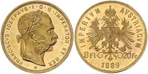 Franz Joseph I. 1848 - 1916  8 Gulden 1889 ... 