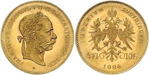 Franz Joseph I. 1848 - 1916  4 Gulden 1884 ... 
