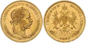 Franz Joseph I. 1848 - 1916  4 Gulden 1885 ... 