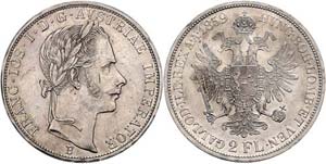 Franz Joseph I. 1848 - 1916  2 Gulden 1859 A ... 