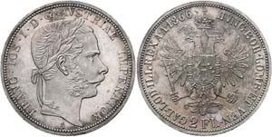 Franz Joseph I. 1848 - 1916  2 Gulden 1866 A ... 