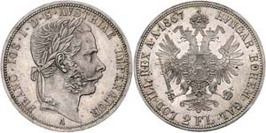 Franz Joseph I. 1848 - 1916  2 Gulden 1867 A ... 