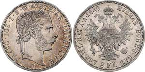 Franz Joseph I. 1848 - 1916  2 Gulden 1869 A ... 