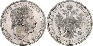 Franz Joseph I. 1848 - 1916  2 Gulden 1869 A ... 