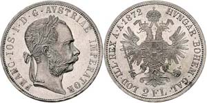 Franz Joseph I. 1848 - 1916  2 Gulden 1872 ... 