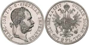 Franz Joseph I. 1848 - 1916  2 Gulden 1877 ... 